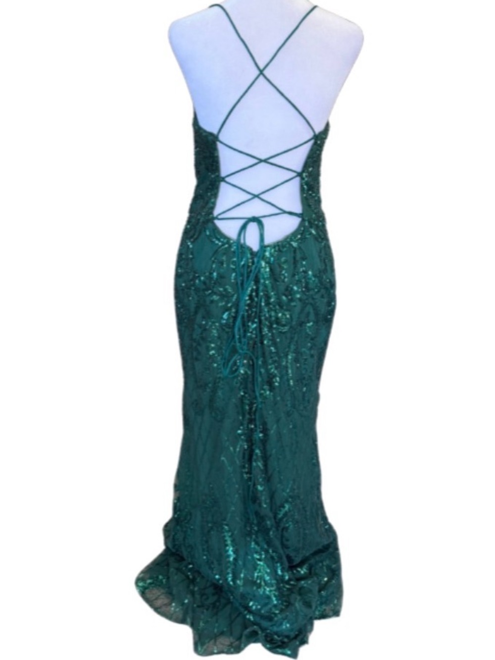 Rated PG by PromGirl Emerald Green Sequin Spaghetti Strap Dress - Picture 2 of 6